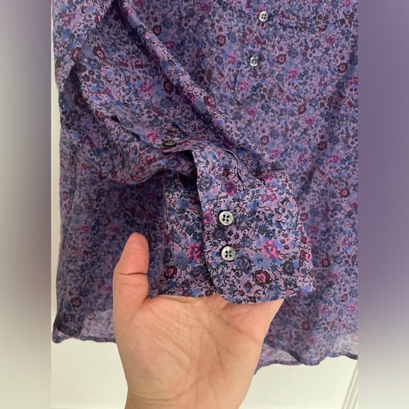 J Crew Liberty blouse thin featherweight fabric purple flower pattern size 8 - Picture 3 of 6